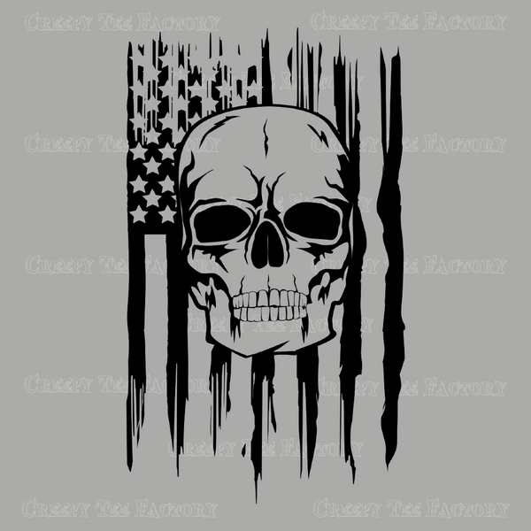 AMERICAN SKULL BLACK - Metalhead Art & Design, LLC
