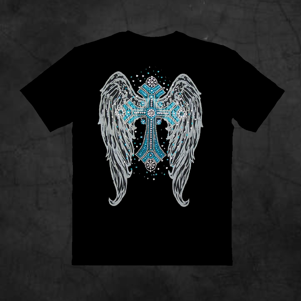 Metal Angel Wings Distressed Wings Cross and Angel Wings