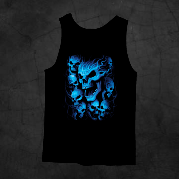 BLUE SKULLS TANK TOP - Metalhead Art & Design, LLC