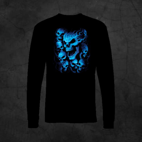 BLUE SKULLS - LONG SLEEVE - Metalhead Art & Design, LLC