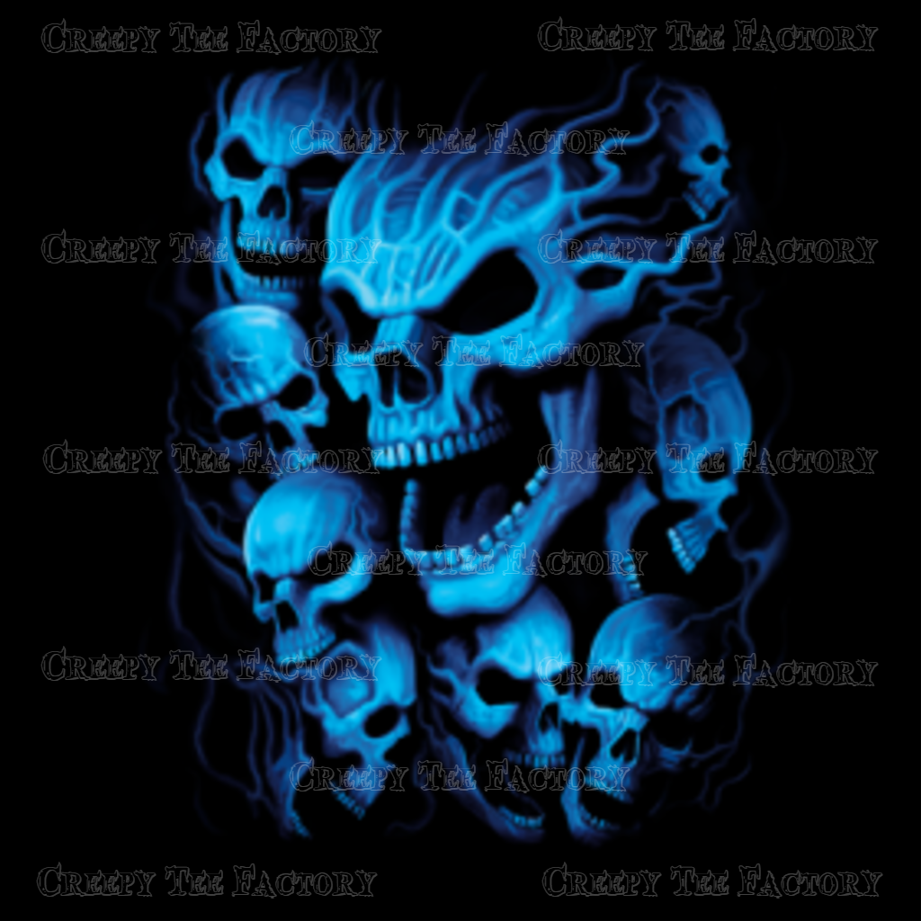 BLUE SKULLS - LONG SLEEVE – Creepy Tee Factory