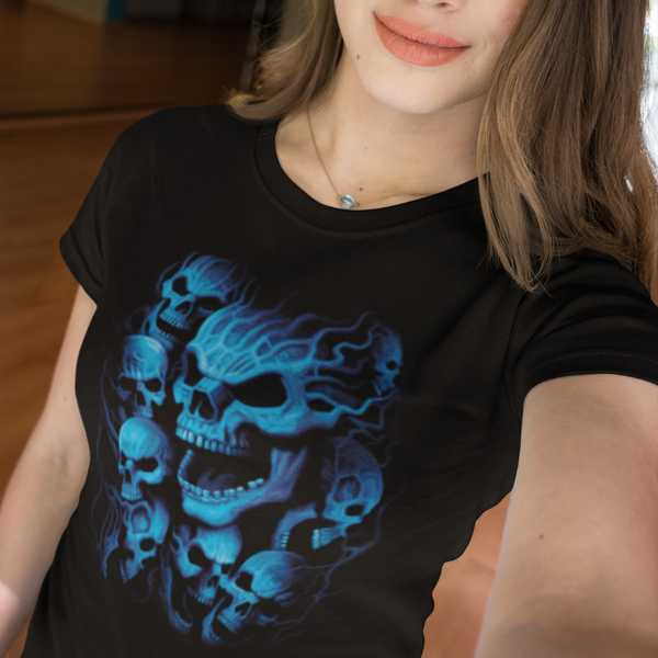 FLAMING BLUE SKULLS