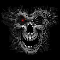 Cyborg Skull With Glowing Red Eye Tank Top - Metalhead Art & Design, LLC