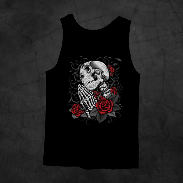 PRAYING SKELETON TANK TOP - Metalhead Art & Design, LLC