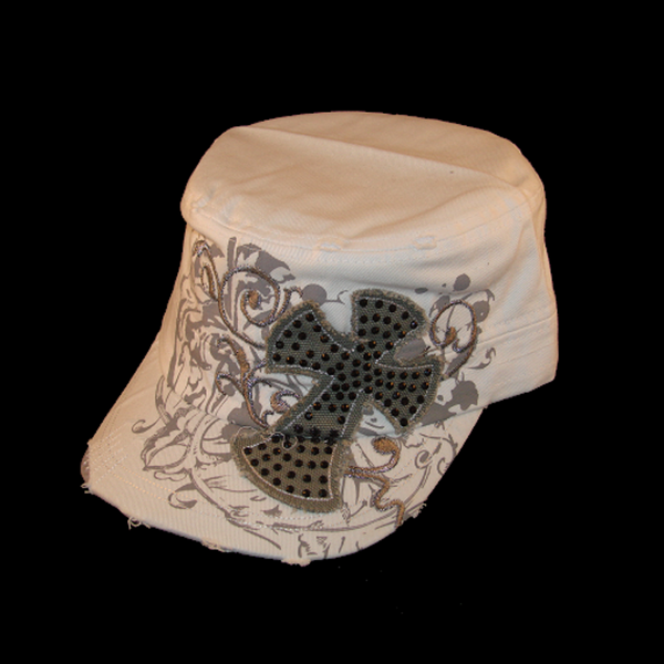 Gothic Cross Distressed Rhinestone Hat - Metalhead Art & Design, LLC