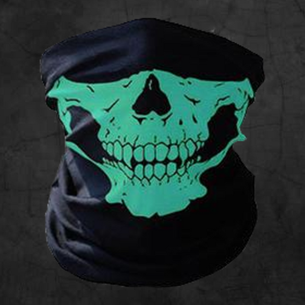 GREEN SKULL NECK GAITER FACE MASK