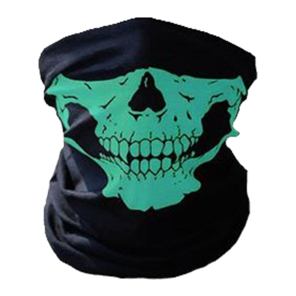 GREEN SKULL NECK GAITER FACE MASK