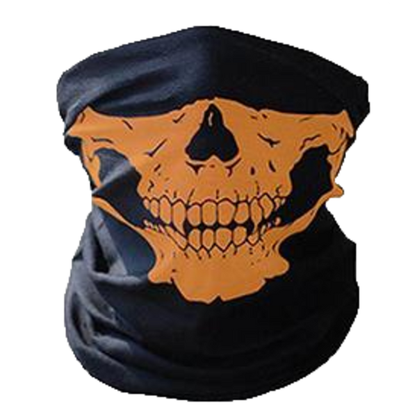 ORANGE SKULL NECK GAITER FACE MASK