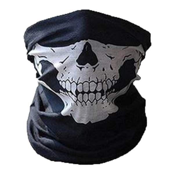 WHITE SKULL NECK GAITER FACE MASK