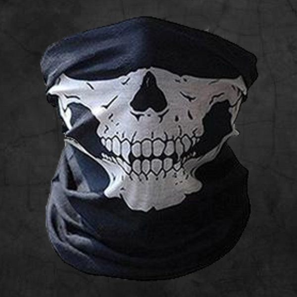 WHITE SKULL NECK GAITER FACE MASK