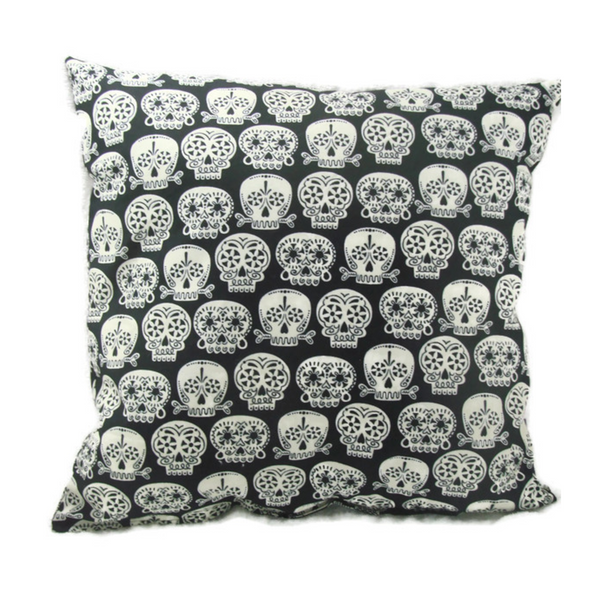 Glow In The Dark Sugar Skull Throw Pillow - Metalhead Art & Design, LLC