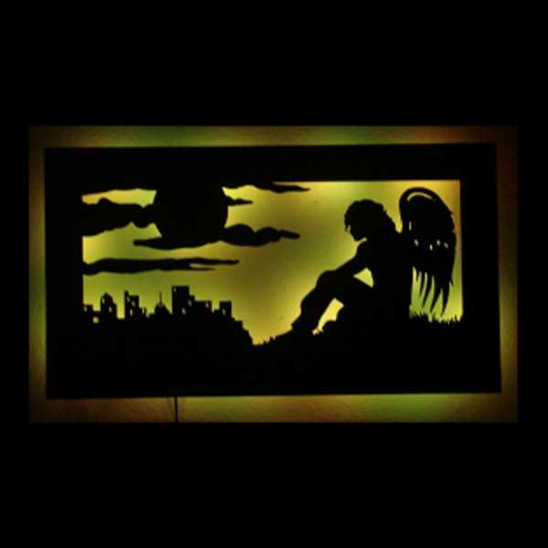 Guardian Angel Framed LED Metal Wall Sculpture - Metalhead Art & Design, LLC