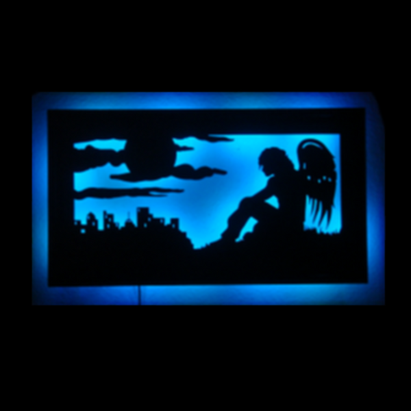 Guardian Angel Framed LED Metal Wall Sculpture - Metalhead Art & Design, LLC