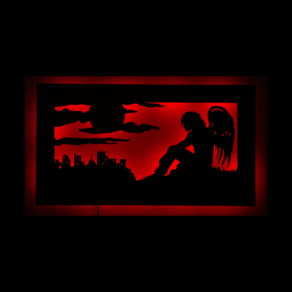 Guardian Angel Framed LED Metal Wall Sculpture - Metalhead Art & Design, LLC