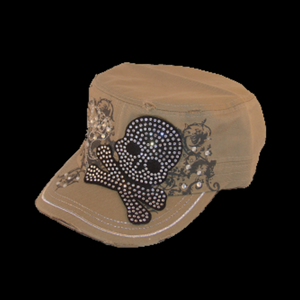 Jolly Roger Rhinstone Adjustable Hat - Metalhead Art & Design, LLC 