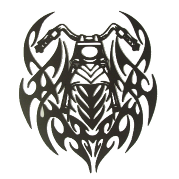 Motorcycle Flaming Biker Tattoo Metal Wall Sculpture - Metalhead Art & Design, LLC