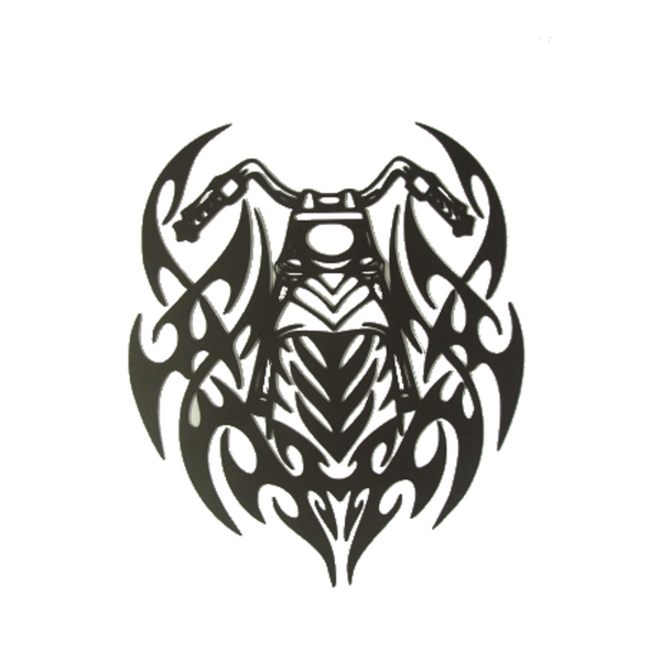 Motorcycle Flaming Biker Tattoo Metal Wall Sculpture - Metalhead Art & Design, LLC