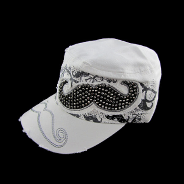 Distressed Mustache Women’s Hat with Slide Back - Metalhead Art & Design, LLC