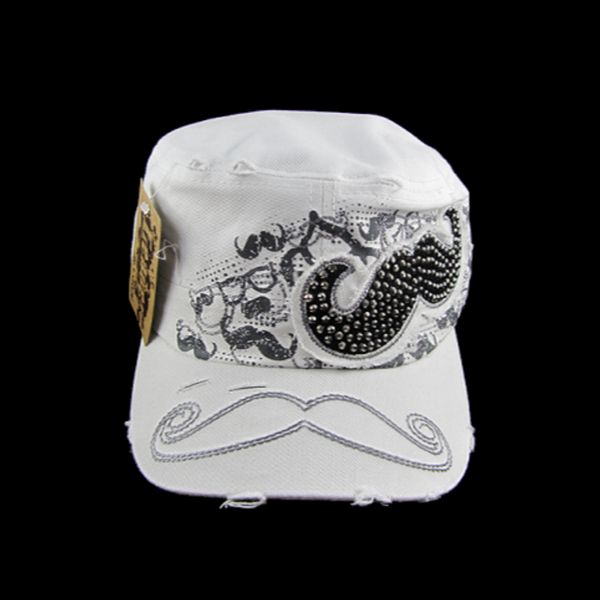 Distressed Mustache Women’s Hat with Slide Back - Metalhead Art & Design, LLC