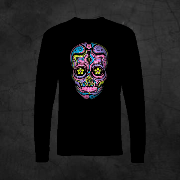 SUGAR SKULL NEON - LONG SLEEVE - Metalhead Art & Design, LLC