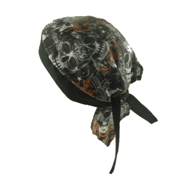 Skull and Spider Biker Skull Doo Rag - Metalhead Art & Design, LLC