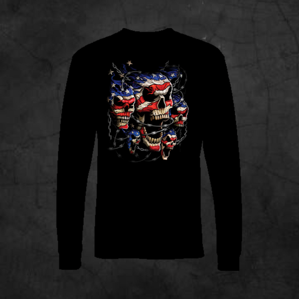 PATRIOTIC SKULLS - LONG SLEEVE - Metalhead Art & Design, LLC