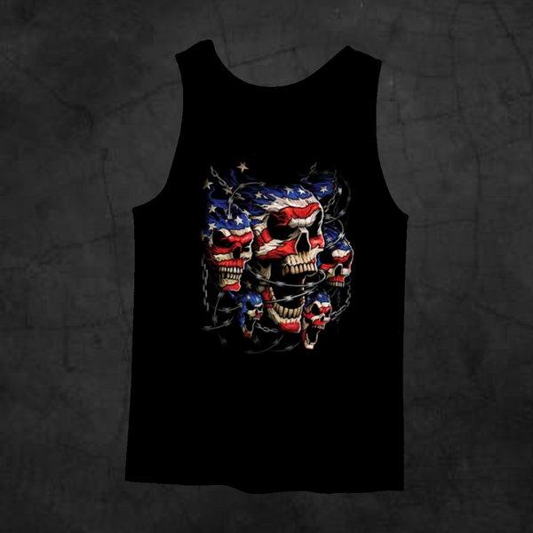 PATRIOTIC SKULLS TANK TOP - Metalhead Art & Design, LLC