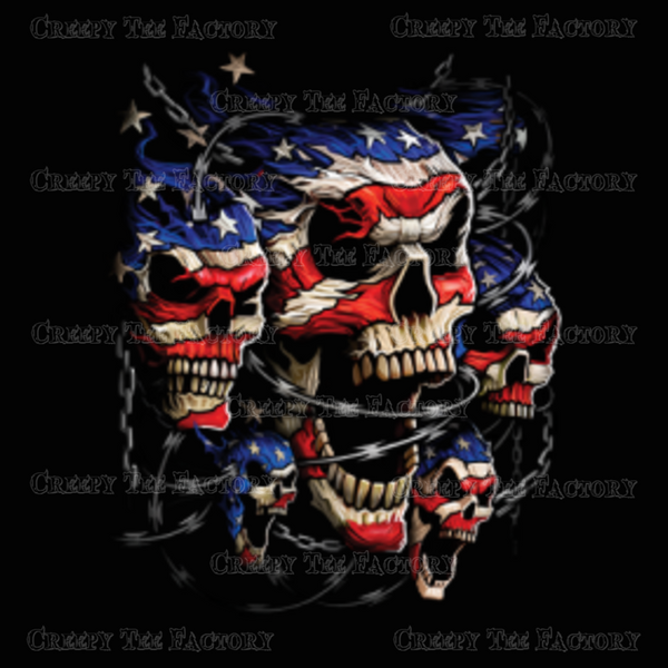 PATRIOTIC SKULLS - LONG SLEEVE - Metalhead Art & Design, LLC
