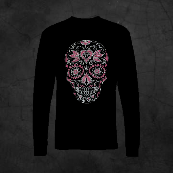 PINK SUGAR SKULL - LONG SLEEVE - Metalhead Art & Design, LLC