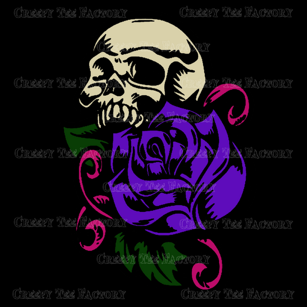 PURPLE ROSE SKULL - Metalhead Art & Design, LLC