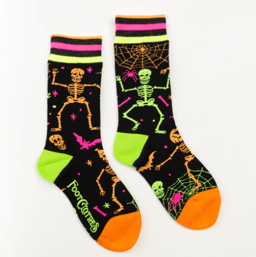 RAVE SKELETONS UV CREW SOCKS