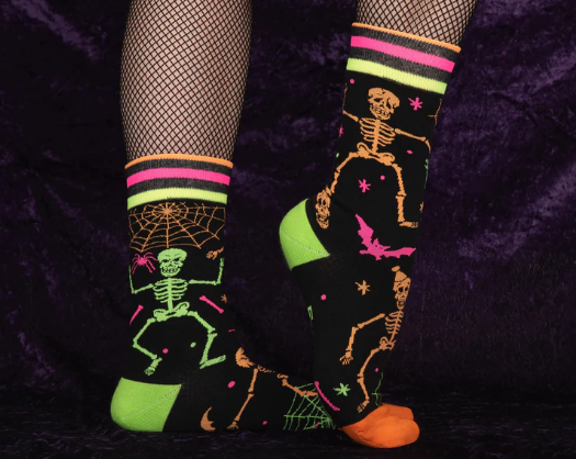 RAVE SKELETONS UV CREW SOCKS