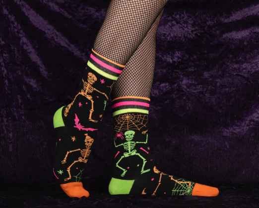 RAVE SKELETONS UV CREW SOCKS