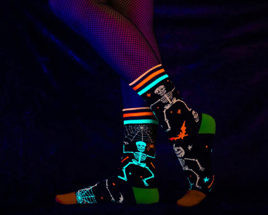 RAVE SKELETONS UV CREW SOCKS