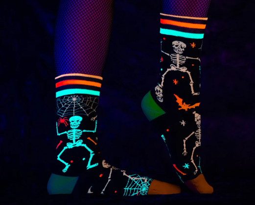 RAVE SKELETONS UV CREW SOCKS