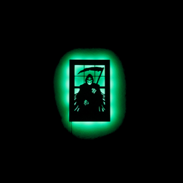 Reaper With Sickle LED Haunting Metal Wall Sculpture - Metalhead Art & Design, LLC