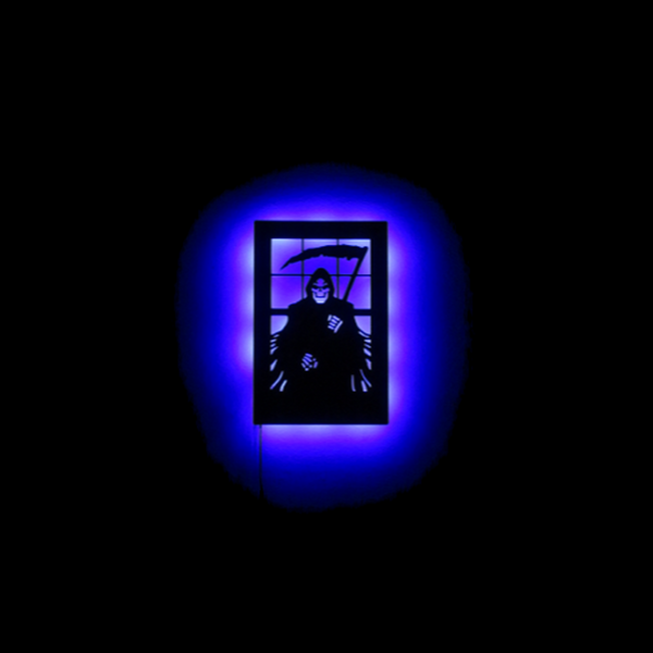 Reaper With Sickle LED Haunting Metal Wall Sculpture - Metalhead Art & Design, LLC