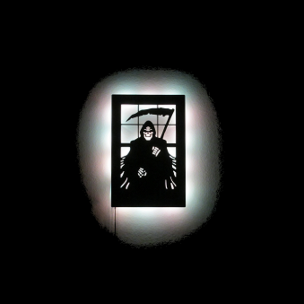 Reaper With Sickle LED Haunting Metal Wall Sculpture - Metalhead Art & Design, LLC