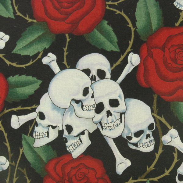 Skulls and Roses Throw Pillow - Metalhead Art & Design, LLC