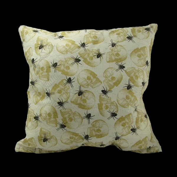 Vintage Skull and Spider Throw Pillow - Metalhead Art & Design, LLC