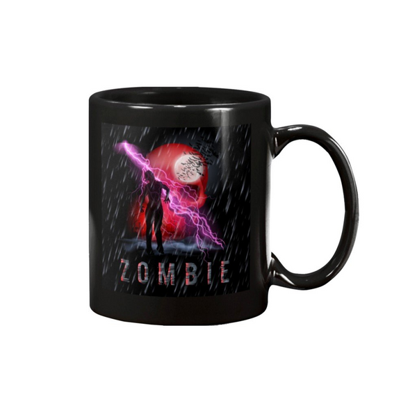 ZOMBIE SKULL WITH LIGHTENING MUG - Metalhead Art & Design, LLC