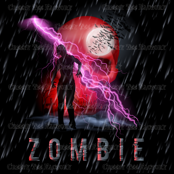 ZOMBIE SKULL AND LIGHTENING - Metalhead Art & Design, LLC