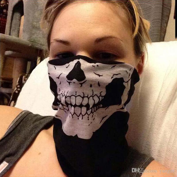 WHITE SKULL NECK GAITER FACE MASK