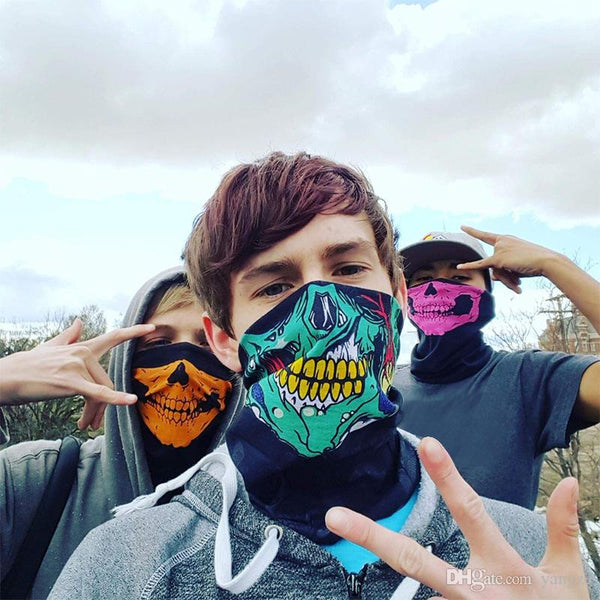 ORANGE SKULL NECK GAITER FACE MASK