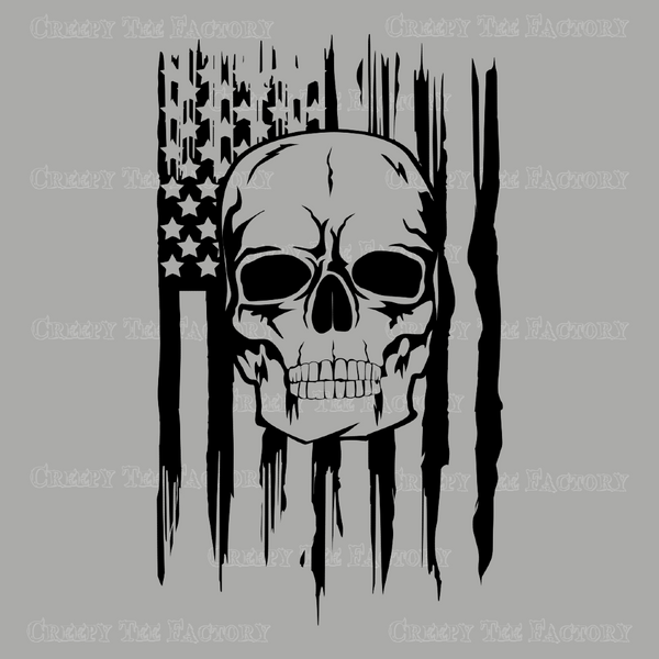 AMERICAN SKULL BLACK - Metalhead Art & Design, LLC 