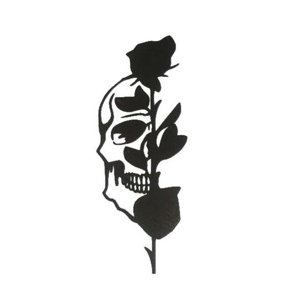 Half Skull and Black Rose Metal Wall Art - Metalhead Art & Design, LLC 