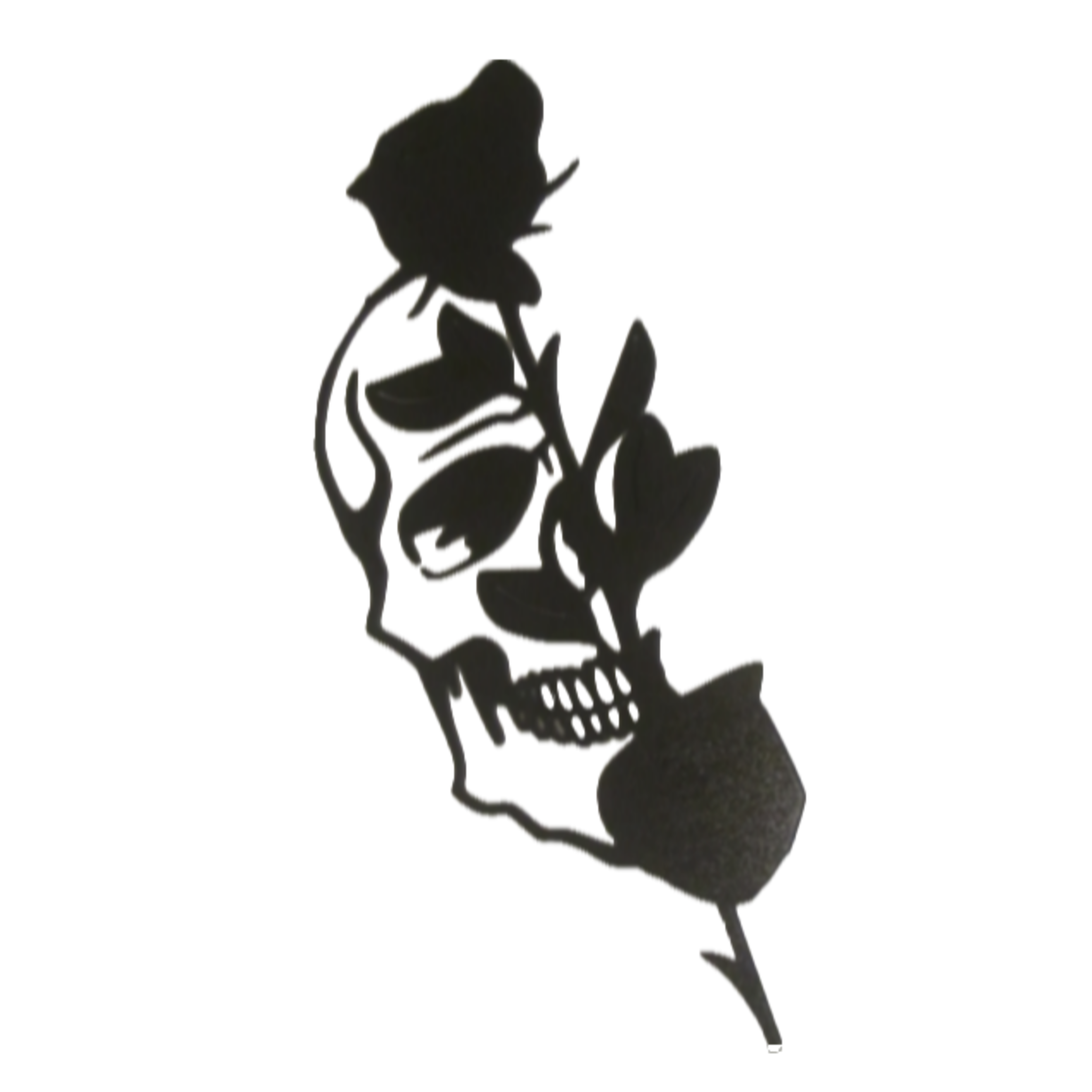 Half Skull and Black Rose Metal Wall Art - Metalhead Art & Design, LLC 