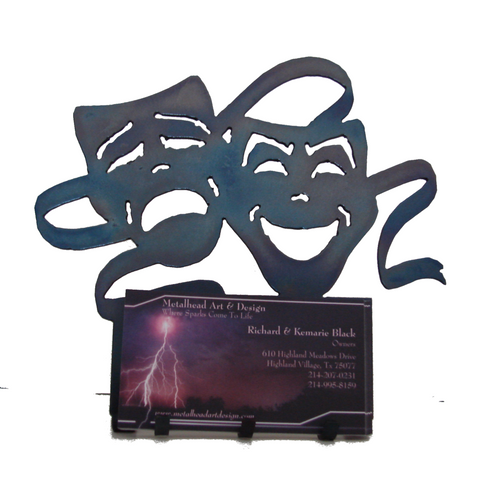 Comedy and Tragedy Business Card Holder - Metalhead Art & Design, LLC 