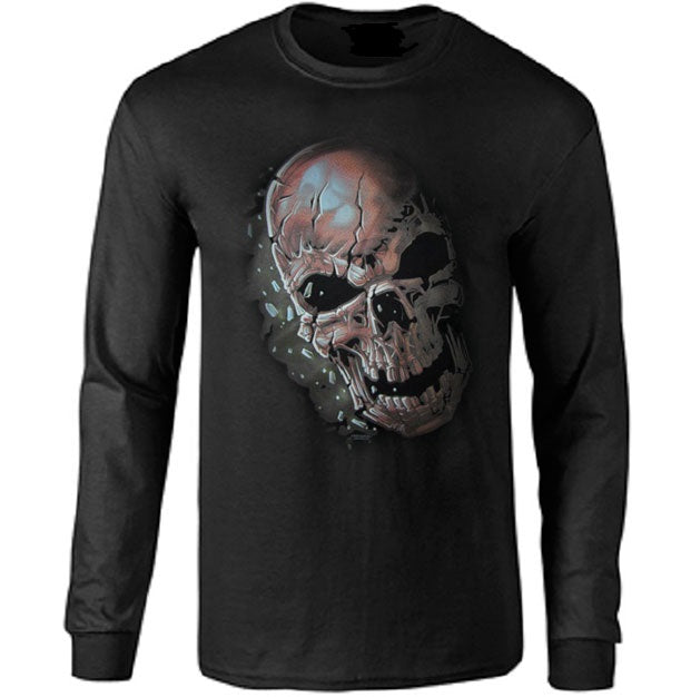 Cracked Skull Long Sleeve T-shirt - Metalhead Art & Design, LLC 