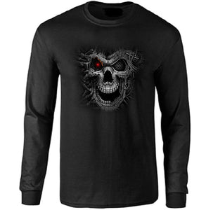 Cyborg with Red Eye Long Sleeve T-shirt - Metalhead Art & Design, LLC 